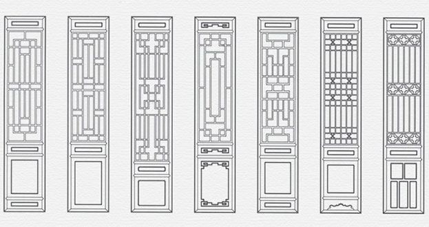 巴林左常用中式仿古花窗图案隔断设计图